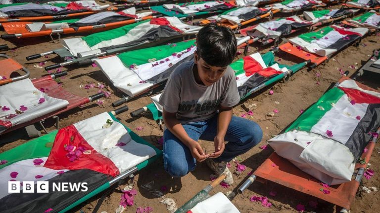 Mass funeral in Gaza for 112 Palestinians killed in 2023 Israeli strike