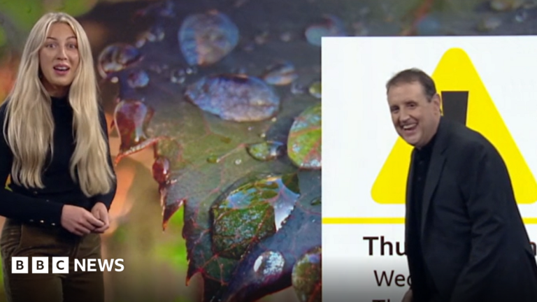 Peter Kay gatecrashes BBC weather report