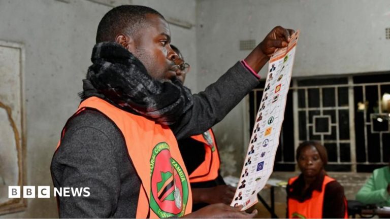 Presidential vote counting halted in Zambia over alleged attacks on polling staff