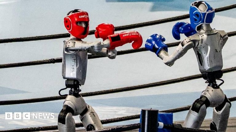 Robot boxing, football and sprinting at World Humanoid Games