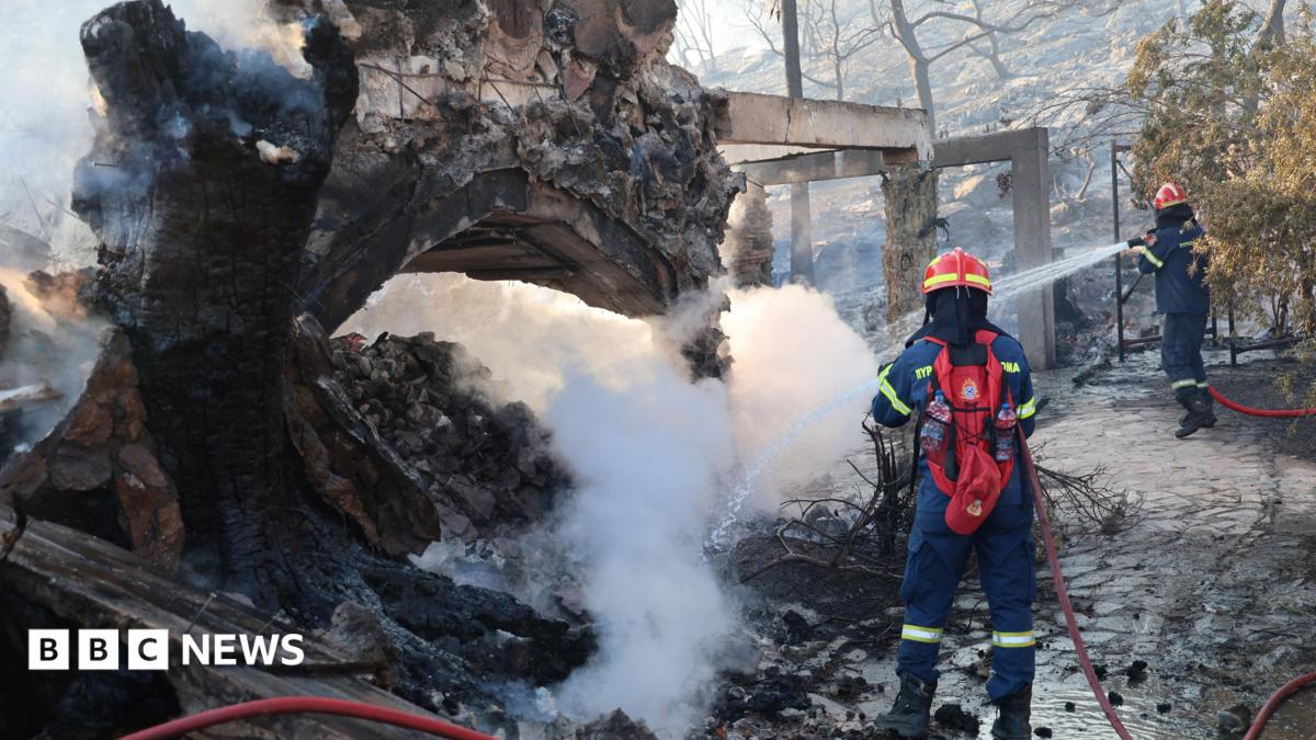 Two dead and evacuation under way as fires break out on Greek island