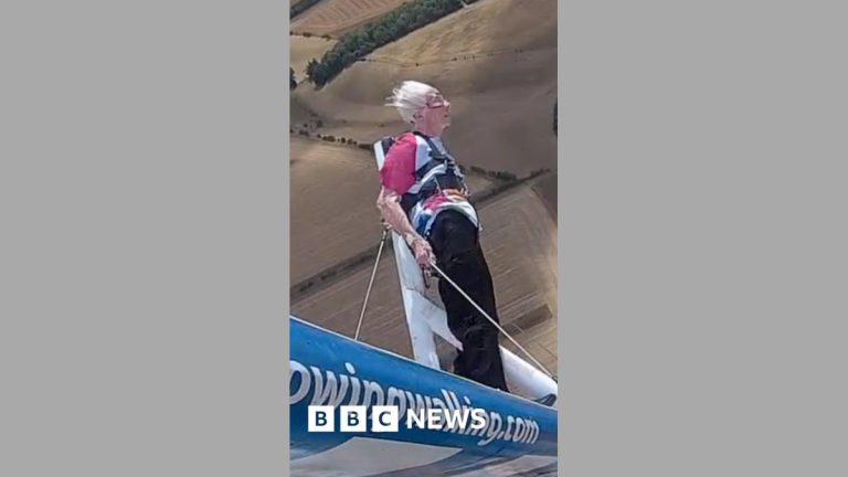 ‘Inspirational’ 97-year- old wing walker gives back to hospital ward