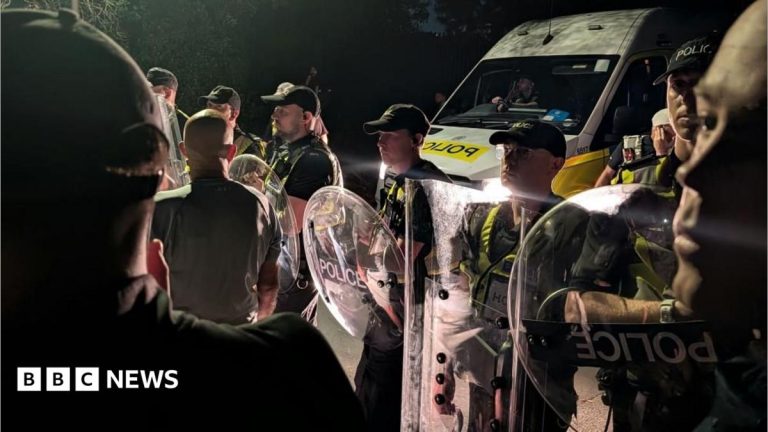 Protesters block roads in Portsmouth as 140 migrants rescued