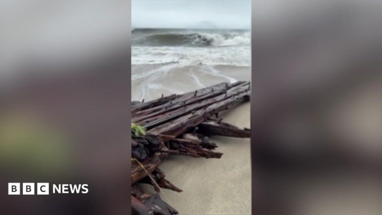 Watch: Shipwreck uncovered on Nantucket island during nor’easter storm
